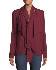 Elie Tahari Jurnee Draped Silk Blouse at Neiman Marcus